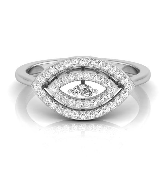 marquise cut double halo diamond ring in white gold