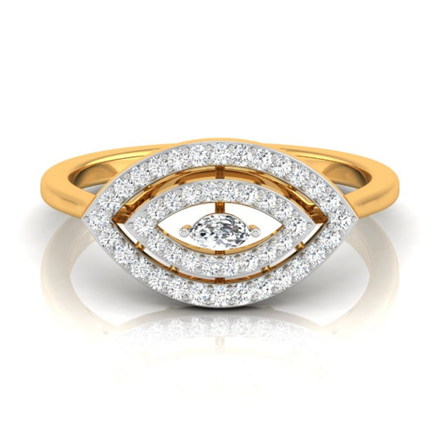 marquise cut double halo diamond ring in yellow gold