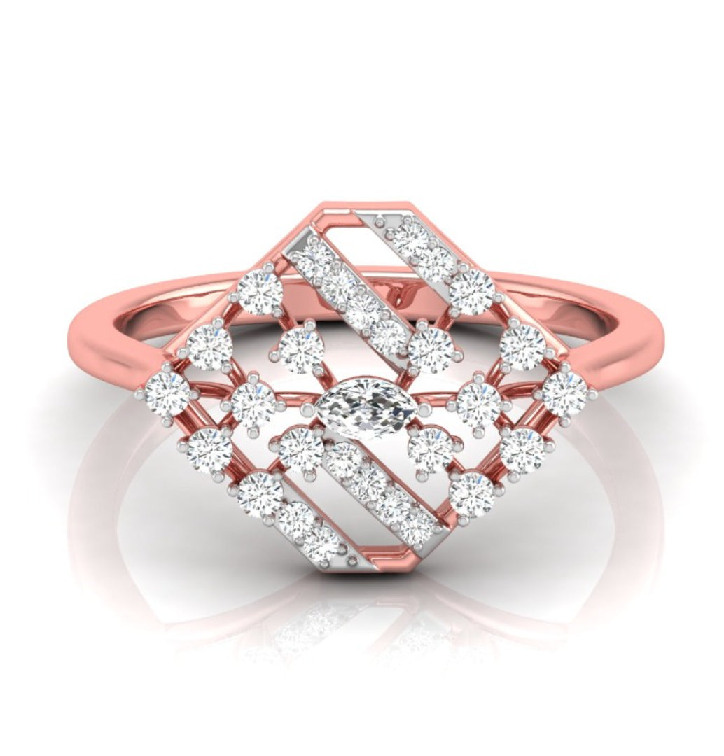marquise cut prong set diamond ring in rose gold