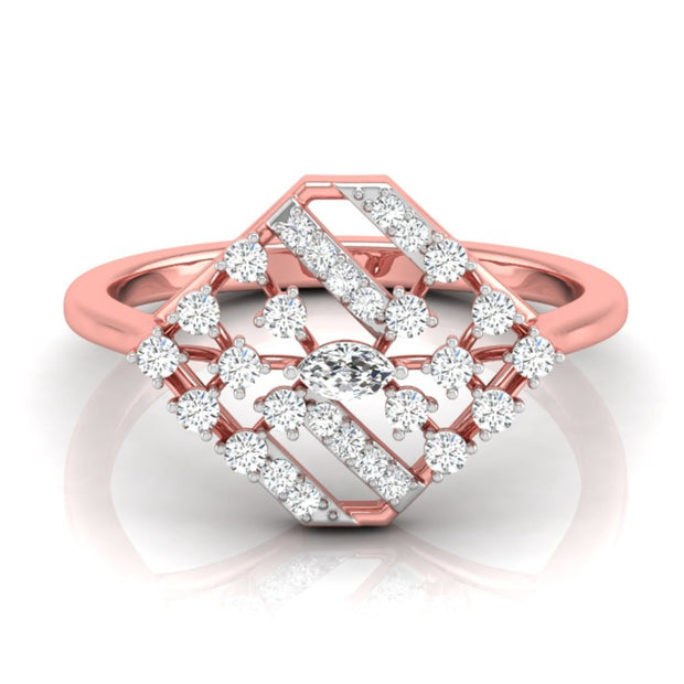 marquise cut prong set diamond ring in rose gold