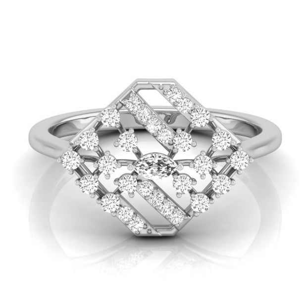 marquise cut prong set diamond ring in white gold