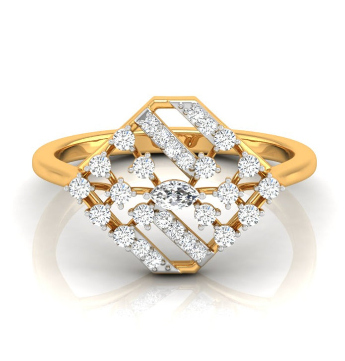marquise cut prong set diamond ring in yellow gold