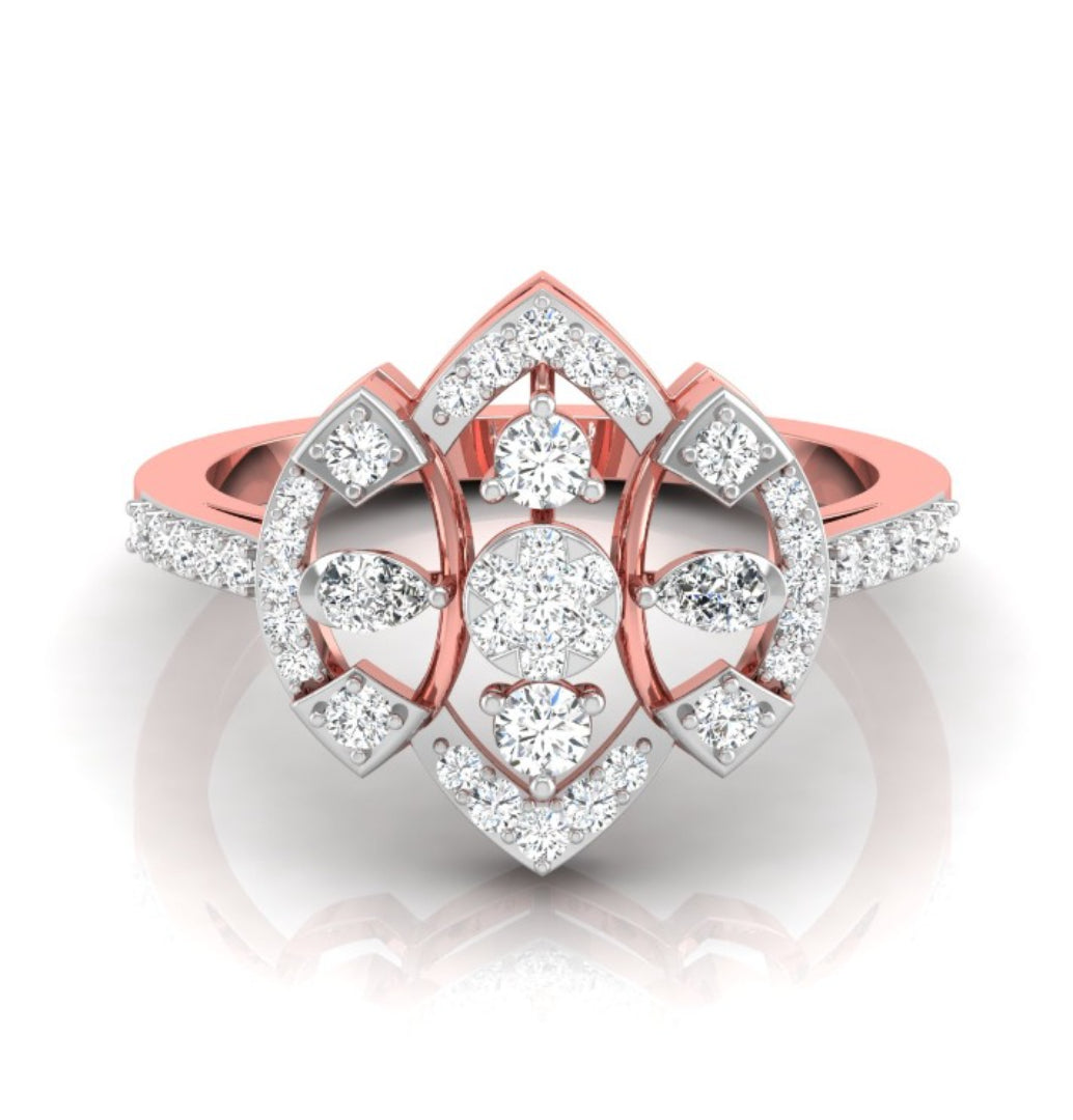 marquise floral shield cluster lab-grown diamond rose gold ring
