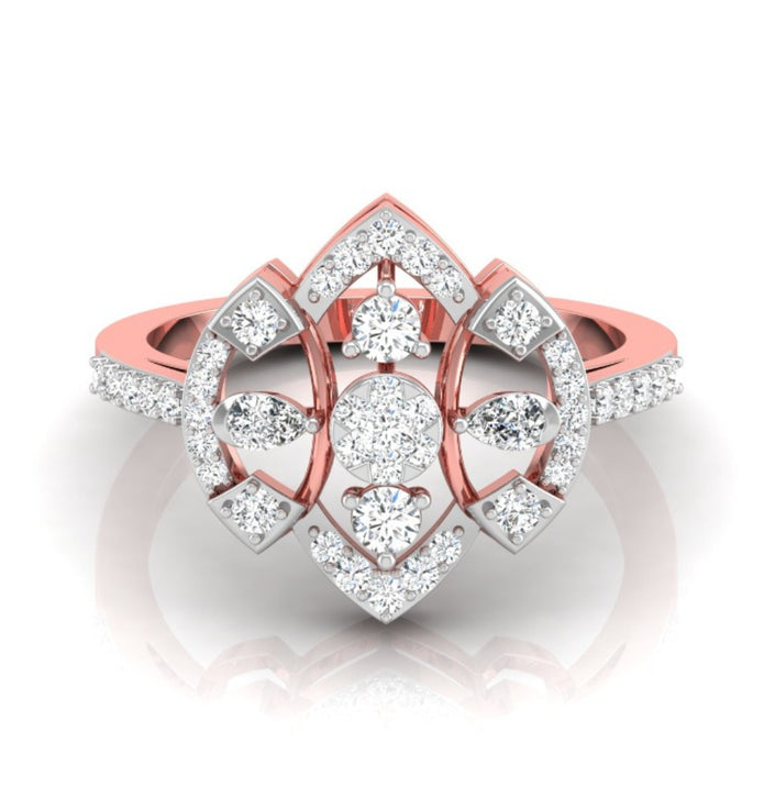 marquise floral shield cluster lab-grown diamond rose gold ring