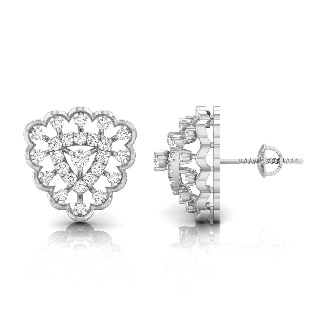 round diamond stud earrings in white gold