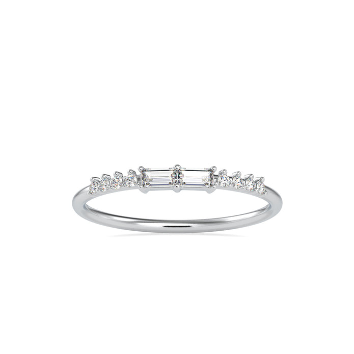minimalist baguette diamond ring in white gold