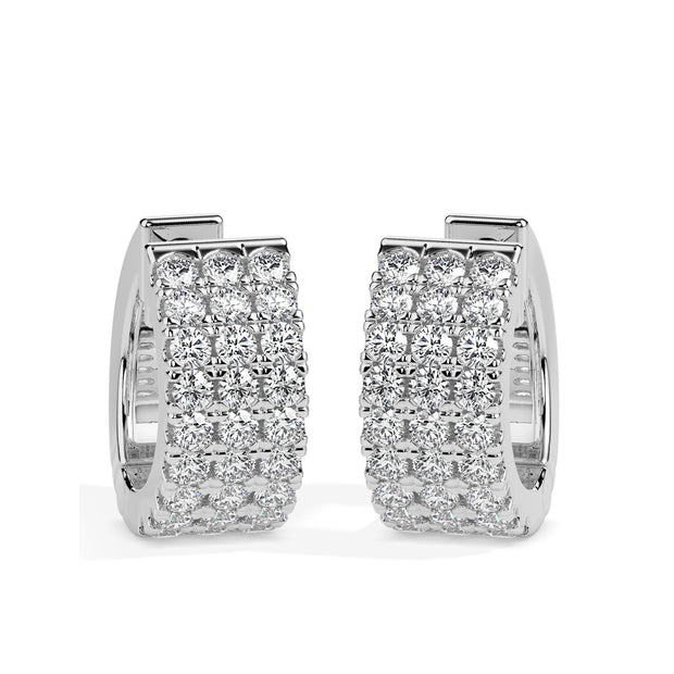 multi row pave diamond hoop earrings in white gold