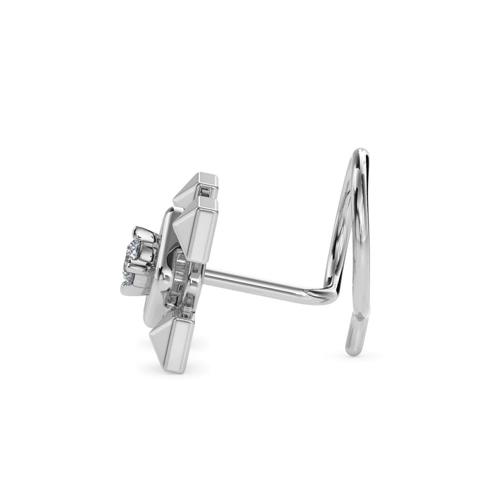 0.02Ct Pyramid Style Round Lab-Grown Diamond Gold Wire Coil Back Stud Nosepins