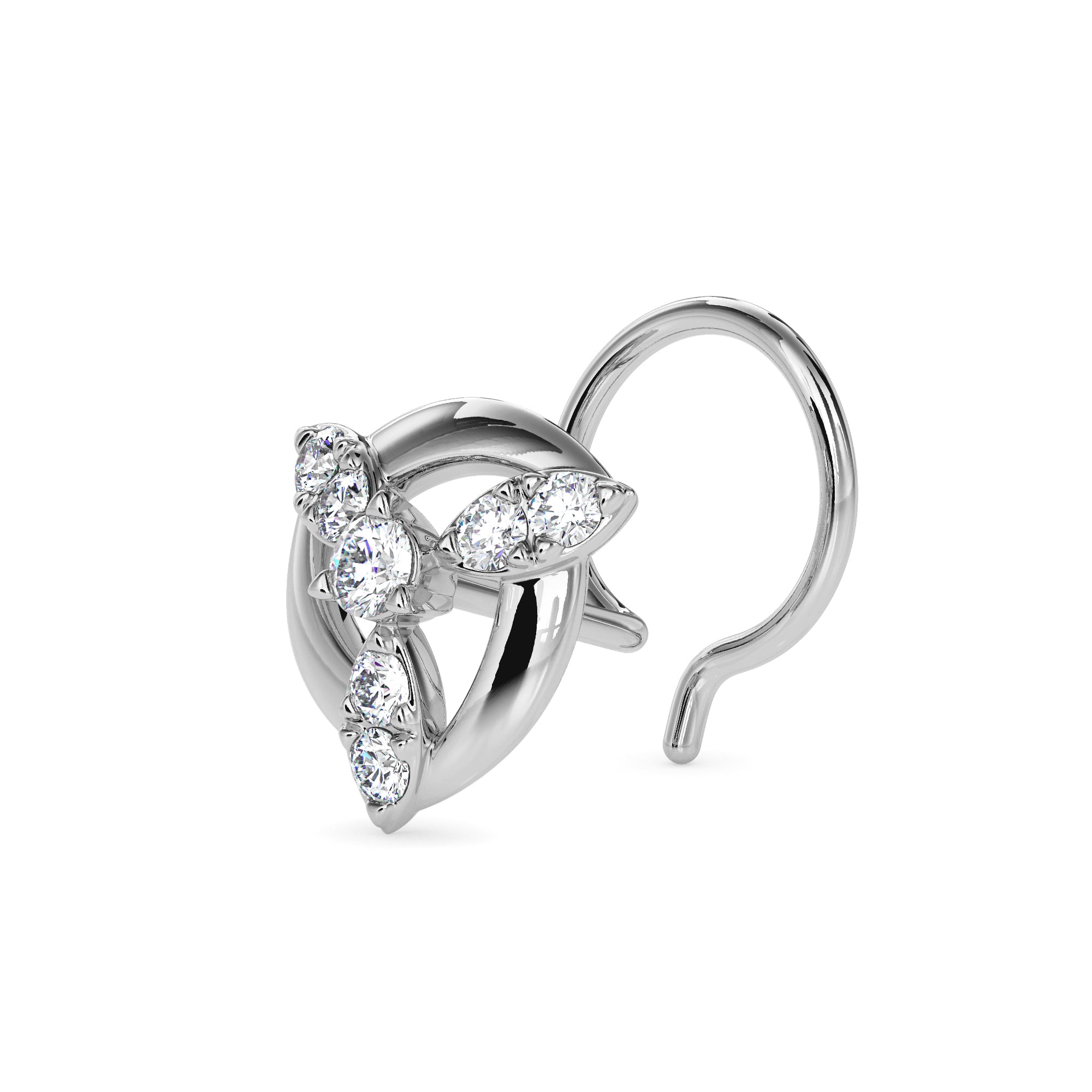 0.05Ct Floral Cluster Lab-Grown Diamond Gold Wire Coil Back Stud Nosepins