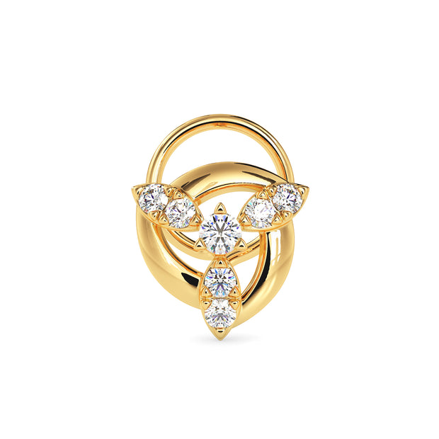 0.05Ct Floral Cluster Lab-Grown Diamond Gold Wire Coil Back Stud Nosepins