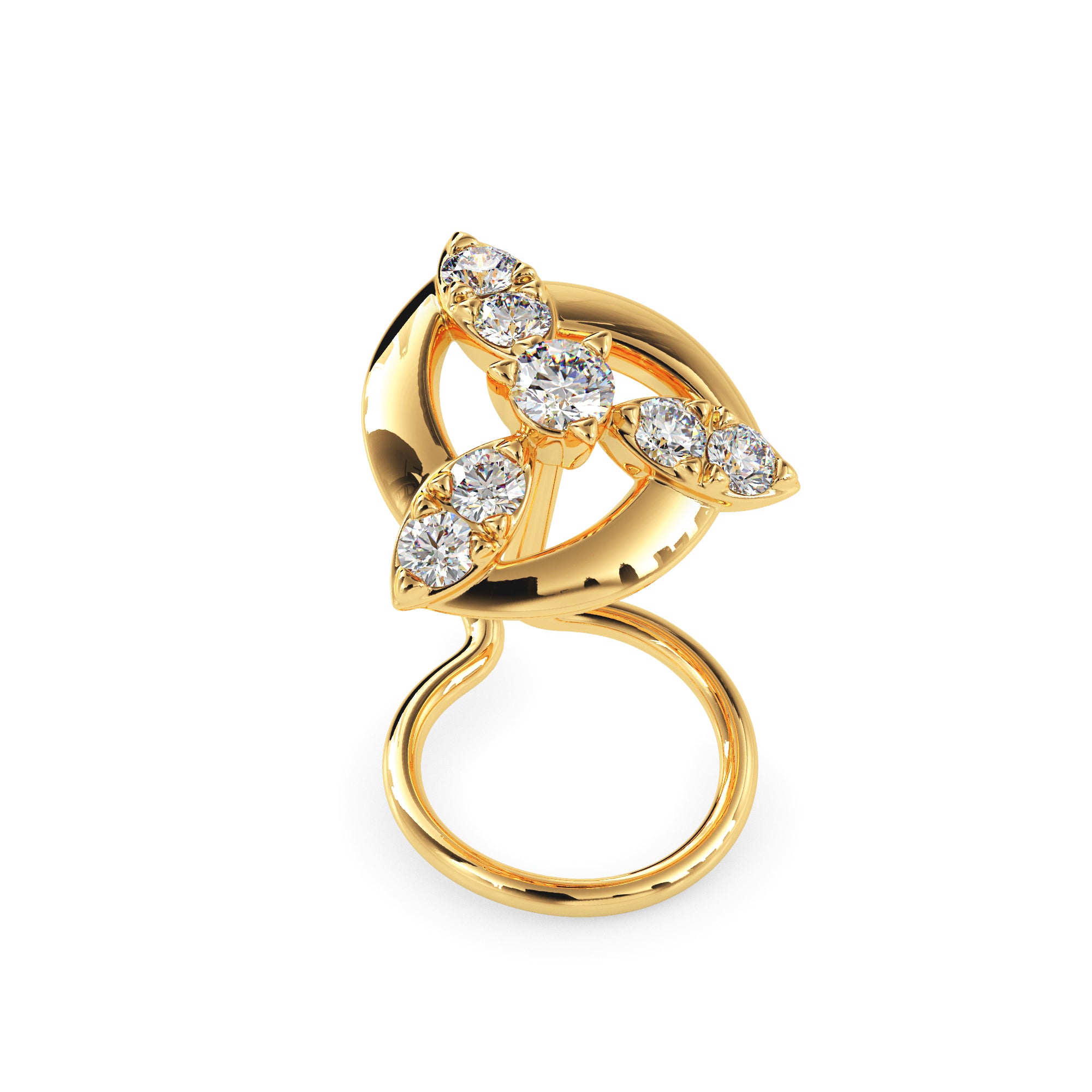 0.05Ct Floral Cluster Lab-Grown Diamond Gold Wire Coil Back Stud Nosepins