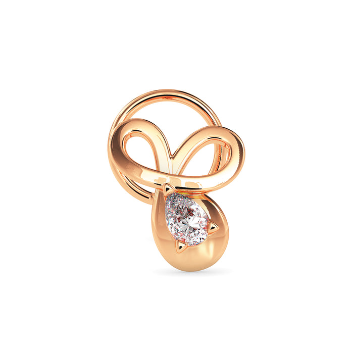 0.06Ct Pear Prong Lab-Grown Diamond Gold Wire Coil Back Stud Nosepins