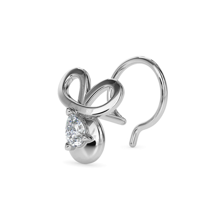 0.06Ct Pear Prong Lab-Grown Diamond Gold Wire Coil Back Stud Nosepins