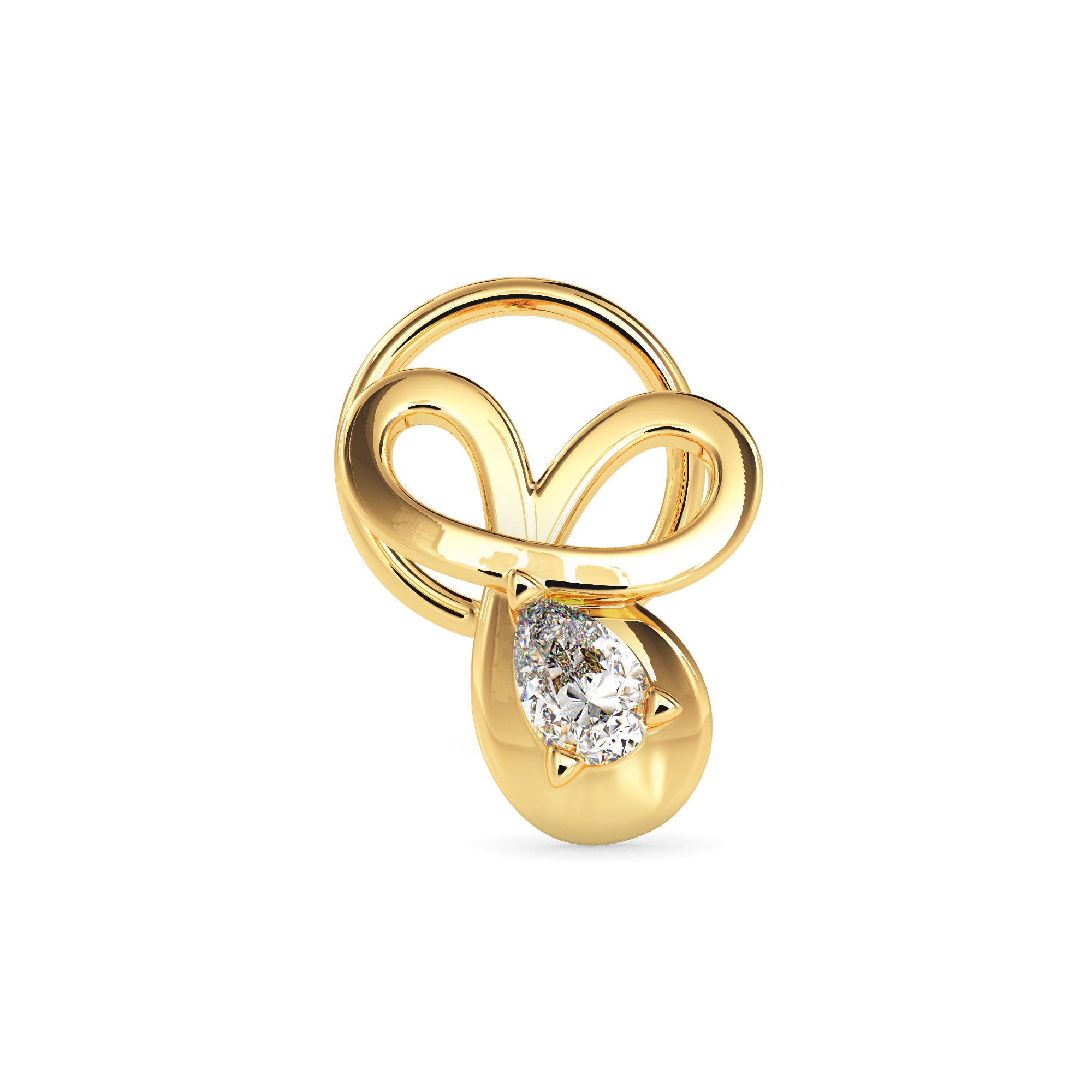 0.06Ct Pear Prong Lab-Grown Diamond Gold Wire Coil Back Stud Nosepins