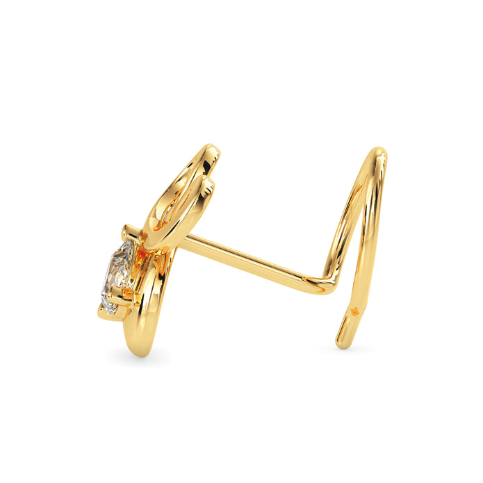 0.06Ct Pear Prong Lab-Grown Diamond Gold Wire Coil Back Stud Nosepins