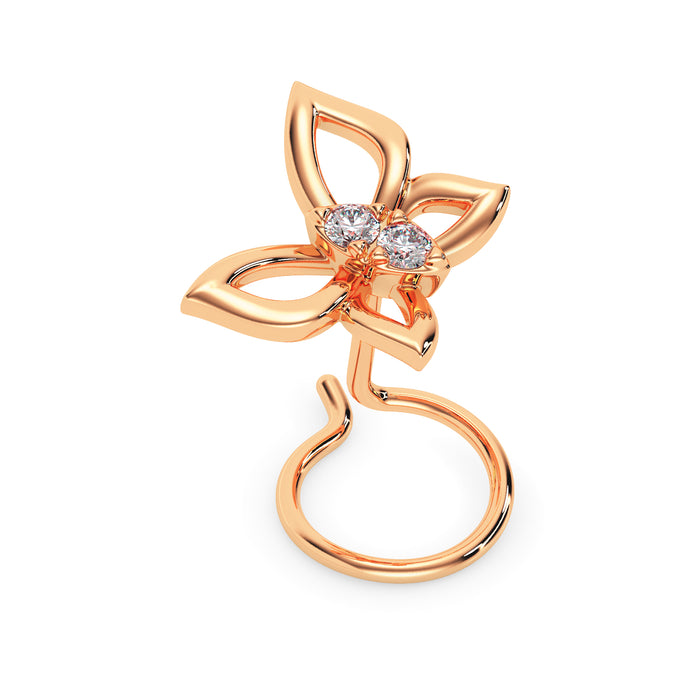 0.02Ct Butterfly Shape Round Lab-Grown Diamond Gold Wire Back Stud Nosepins