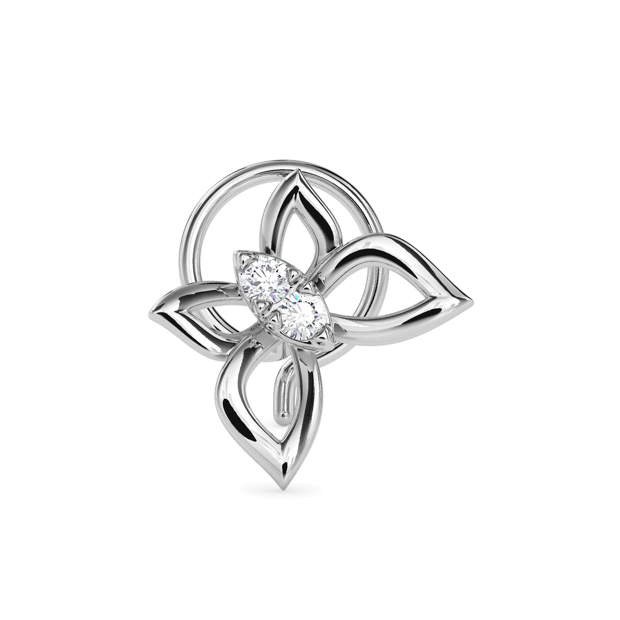 0.02Ct Butterfly Shape Round Lab-Grown Diamond Gold Wire Back Stud Nosepins