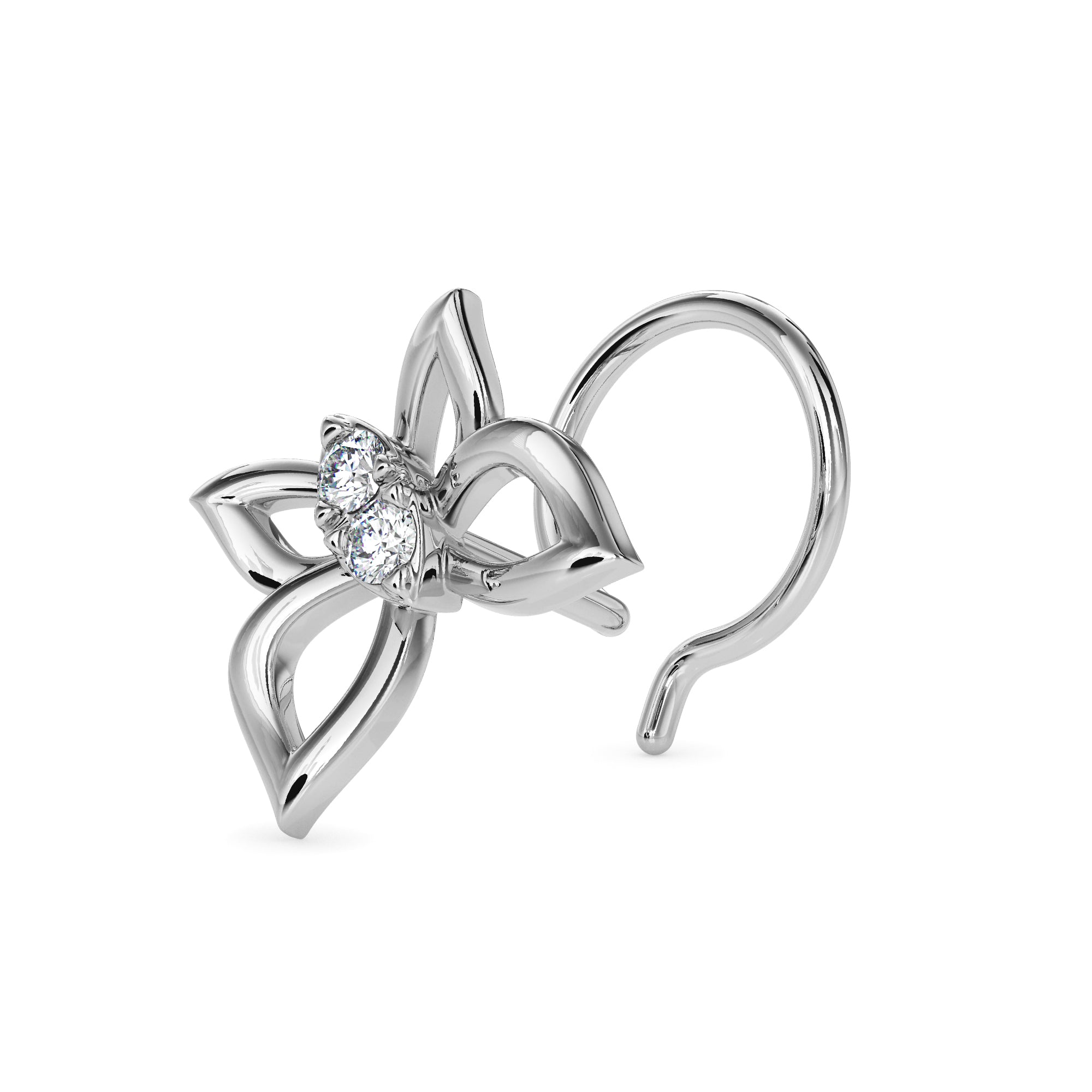 0.02Ct Butterfly Shape Round Lab-Grown Diamond Gold Wire Back Stud Nosepins