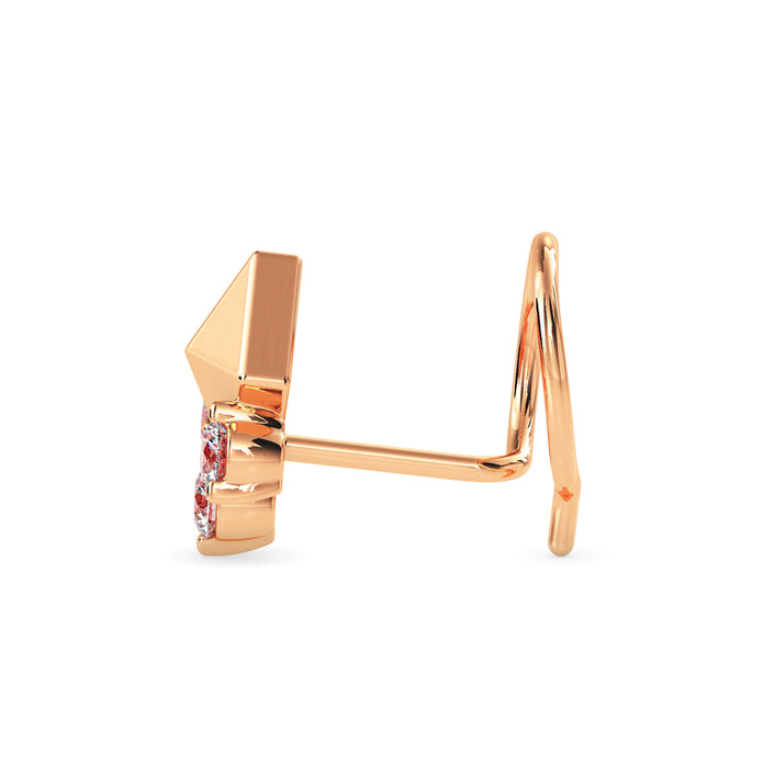 0.06Ct Pyramid Style Round Lab-Grown Diamond Gold Wire Back Stud Nosepins