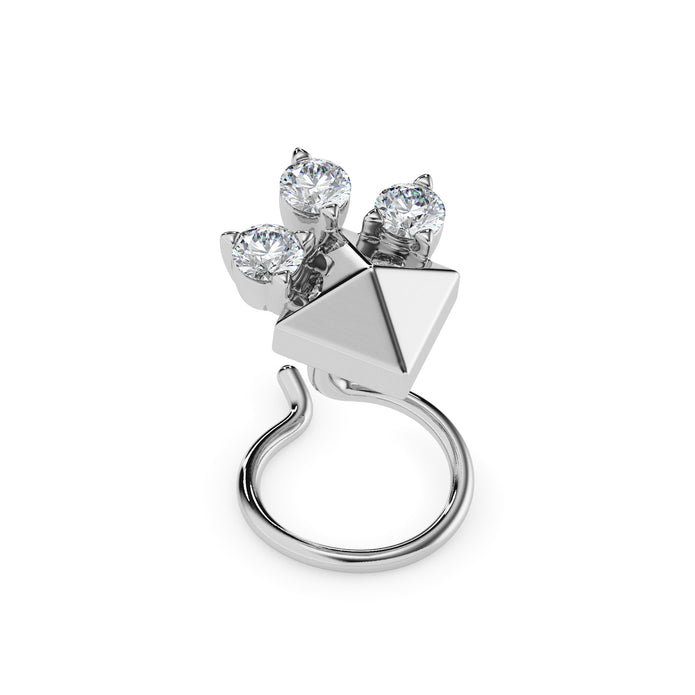 0.06Ct Pyramid Style Round Lab-Grown Diamond Gold Wire Back Stud Nosepins