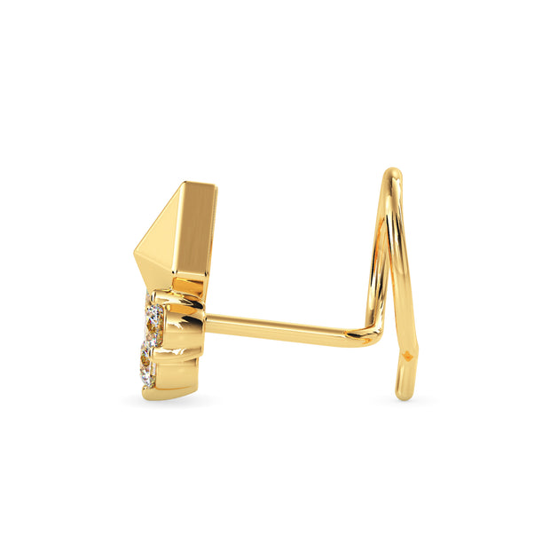 0.06Ct Pyramid Style Round Lab-Grown Diamond Gold Wire Back Stud Nosepins