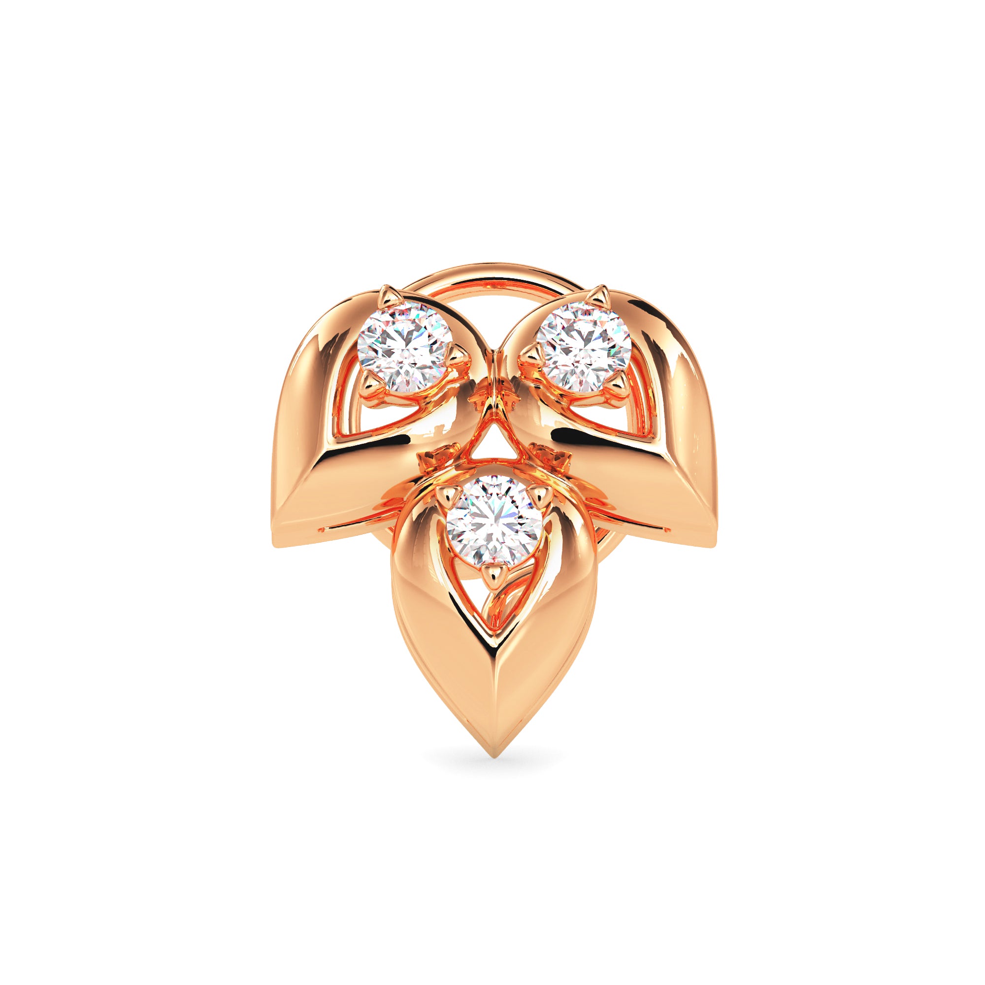 0.05Ct Leaf Drop Style Lab-Grown Diamond Gold Wire Back Stud Nosepins