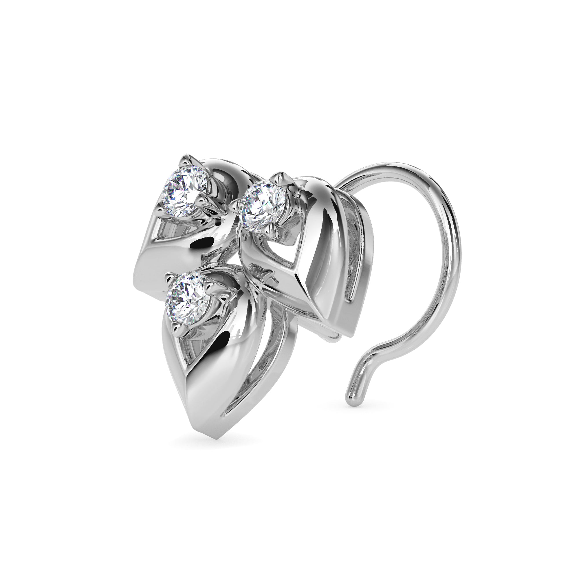 0.05Ct Leaf Drop Style Lab-Grown Diamond Gold Wire Back Stud Nosepins