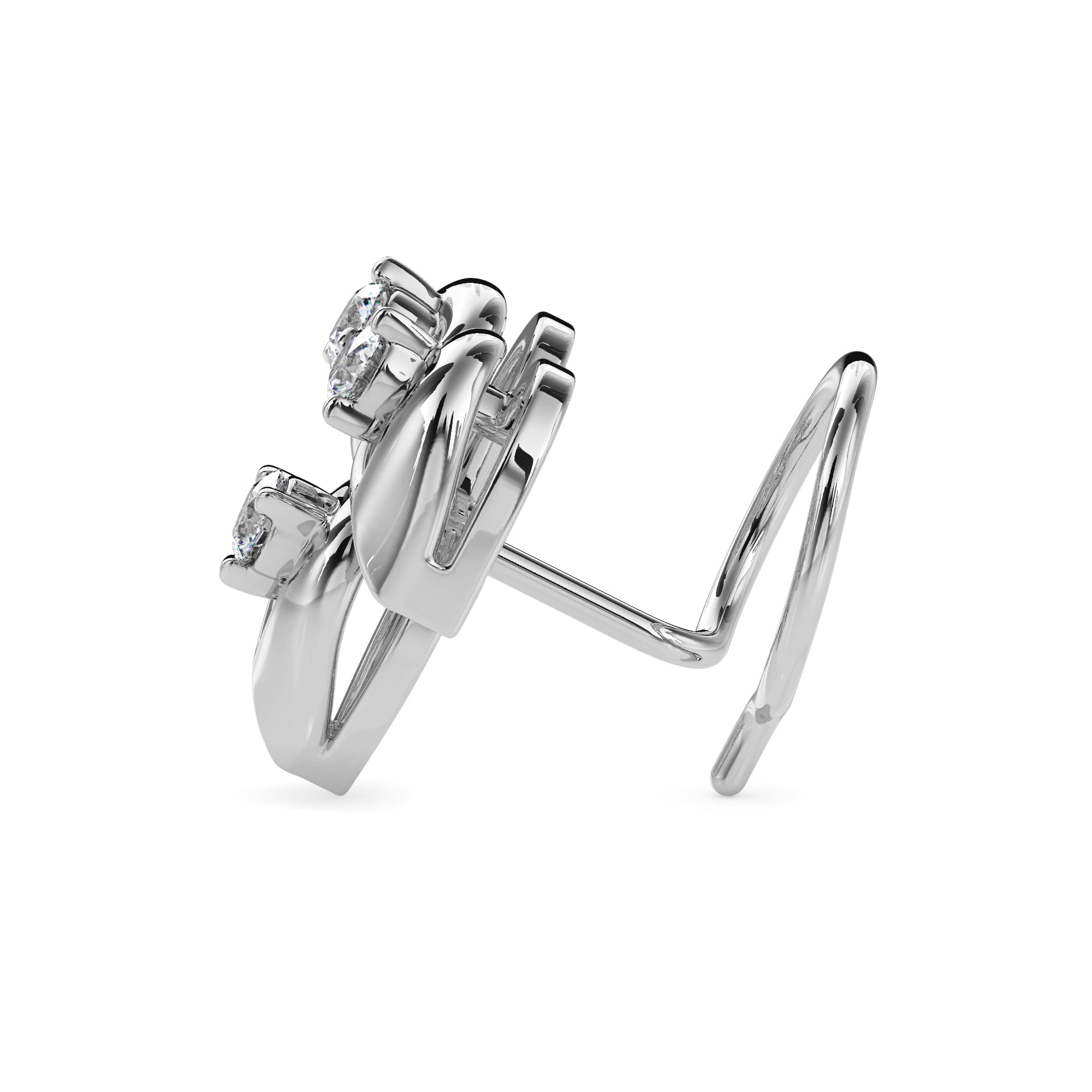 0.05Ct Leaf Drop Style Lab-Grown Diamond Gold Wire Back Stud Nosepins