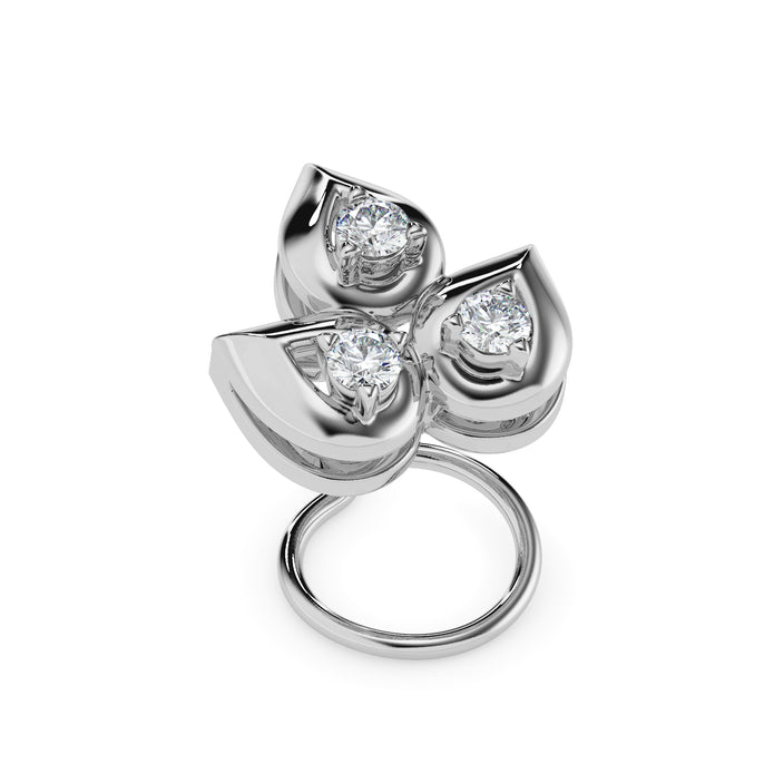 0.05Ct Leaf Drop Style Lab-Grown Diamond Gold Wire Back Stud Nosepins