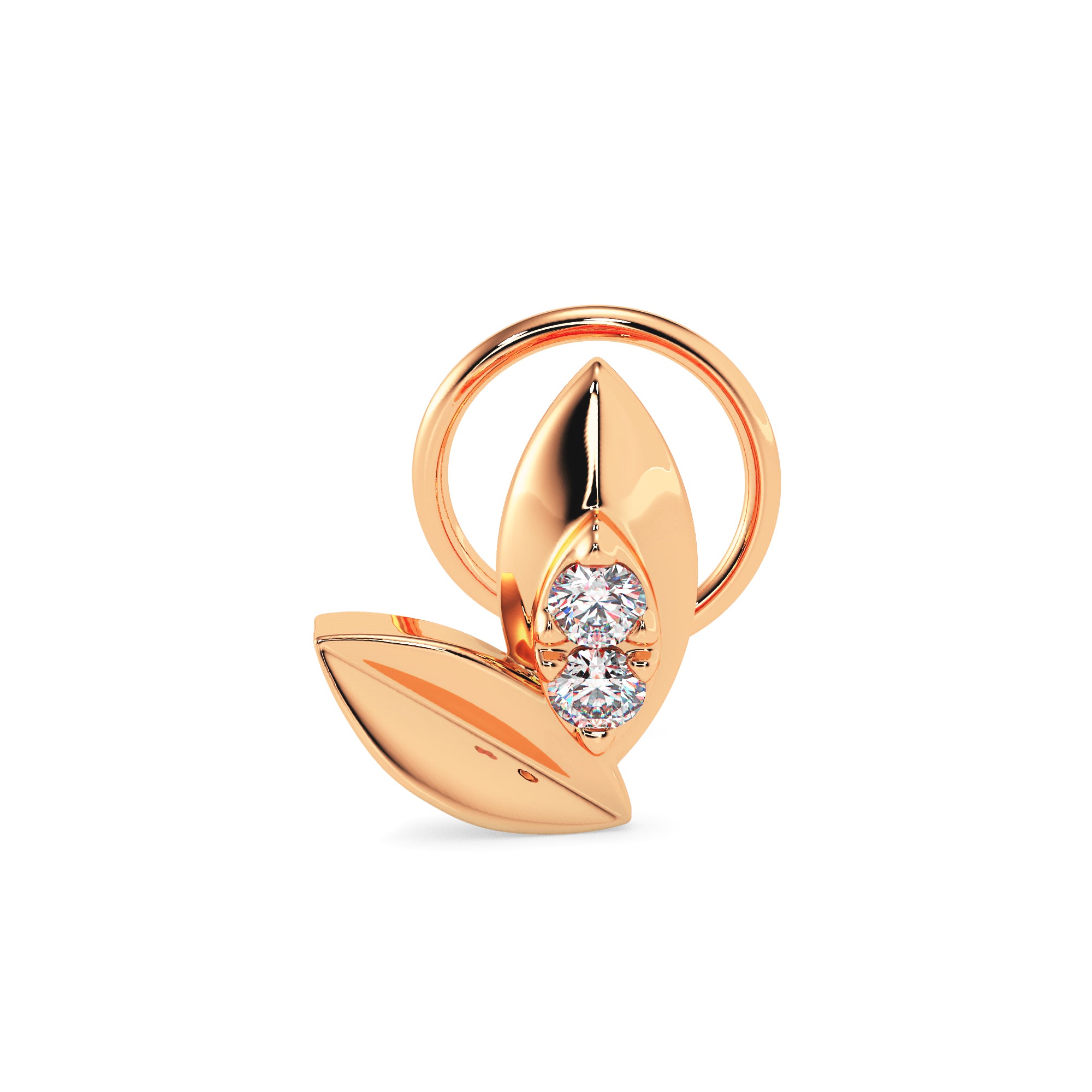0.02Ct Round Two Stone Lab-Grown Diamond Gold Wire Back Stud Nosepins