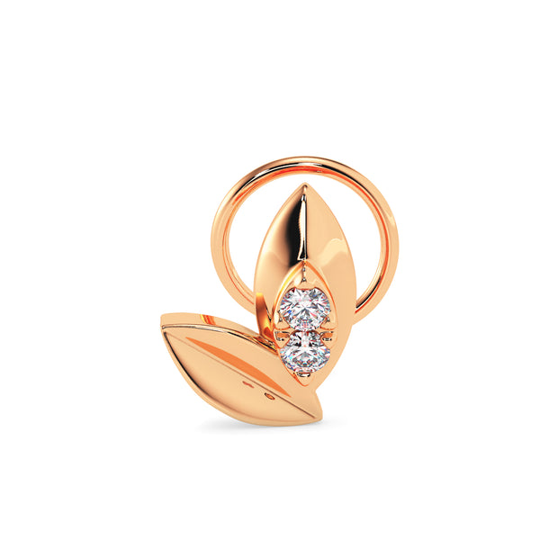 0.02Ct Round Two Stone Lab-Grown Diamond Gold Wire Back Stud Nosepins