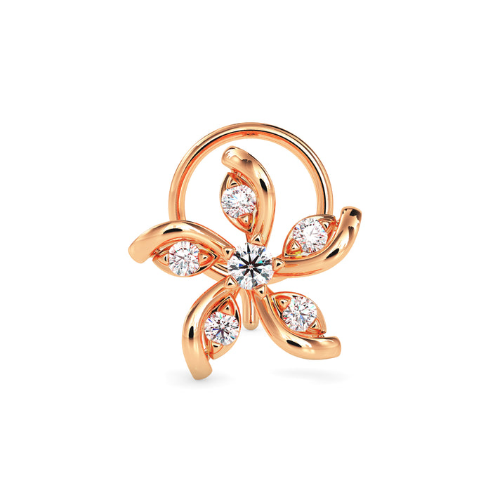 0.05Ct Floral Swirl Style Lab-Grown Diamond Gold Wire Back Stud Nosepins