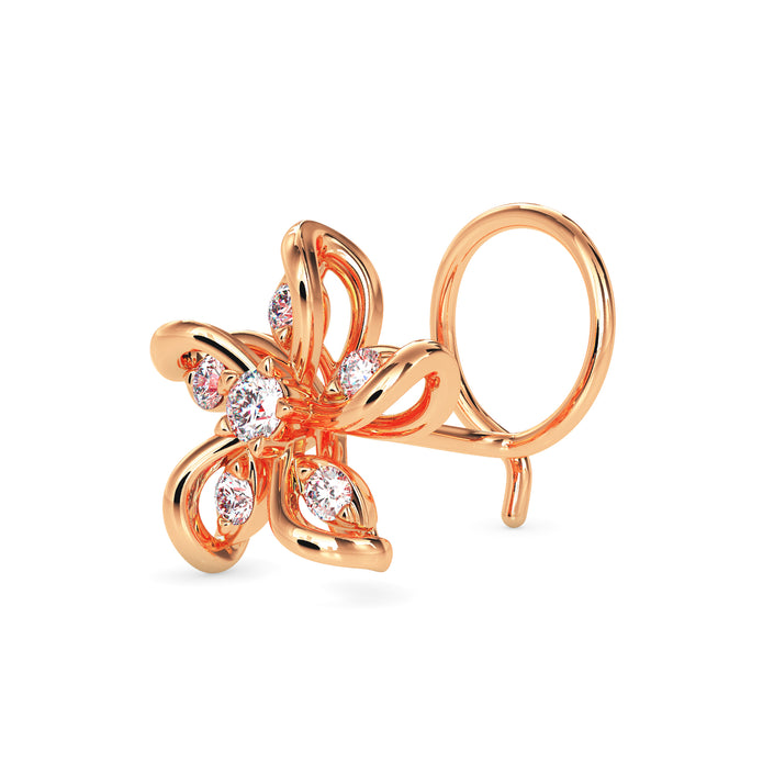0.05Ct Floral Swirl Style Lab-Grown Diamond Gold Wire Back Stud Nosepins
