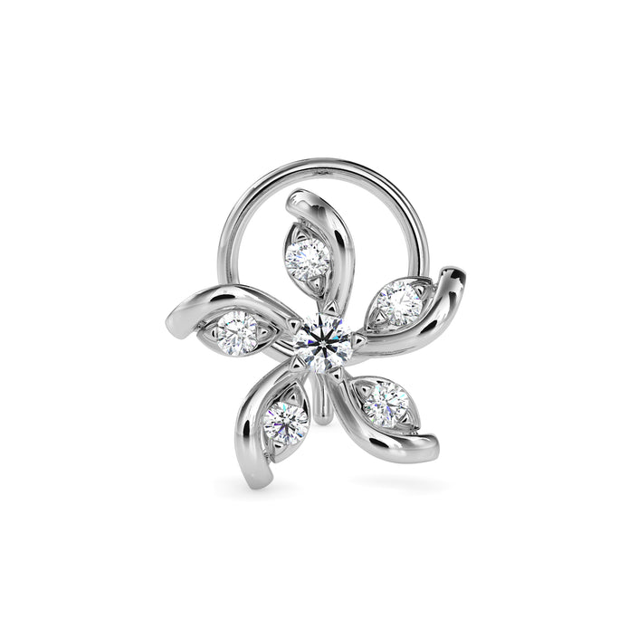 0.05Ct Floral Swirl Style Lab-Grown Diamond Gold Wire Back Stud Nosepins