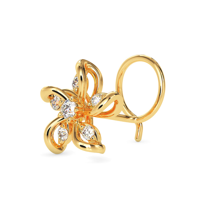 0.05Ct Floral Swirl Style Lab-Grown Diamond Gold Wire Back Stud Nosepins