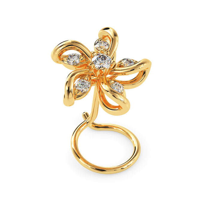 0.05Ct Floral Swirl Style Lab-Grown Diamond Gold Wire Back Stud Nosepins