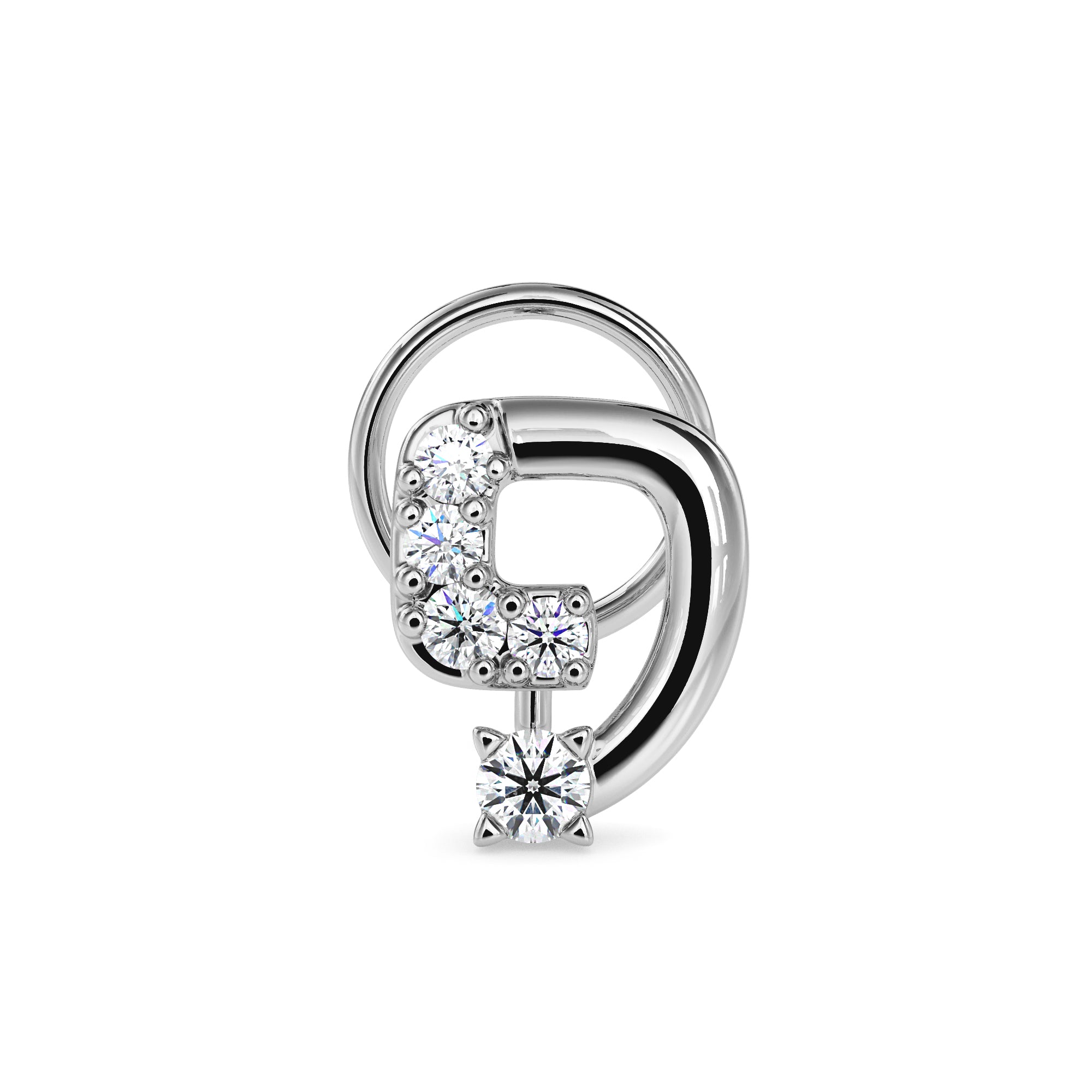 0.05Ct Round Triangle Shape Prong Lab-Grown Diamond Gold Wire Back Stud Nosepins