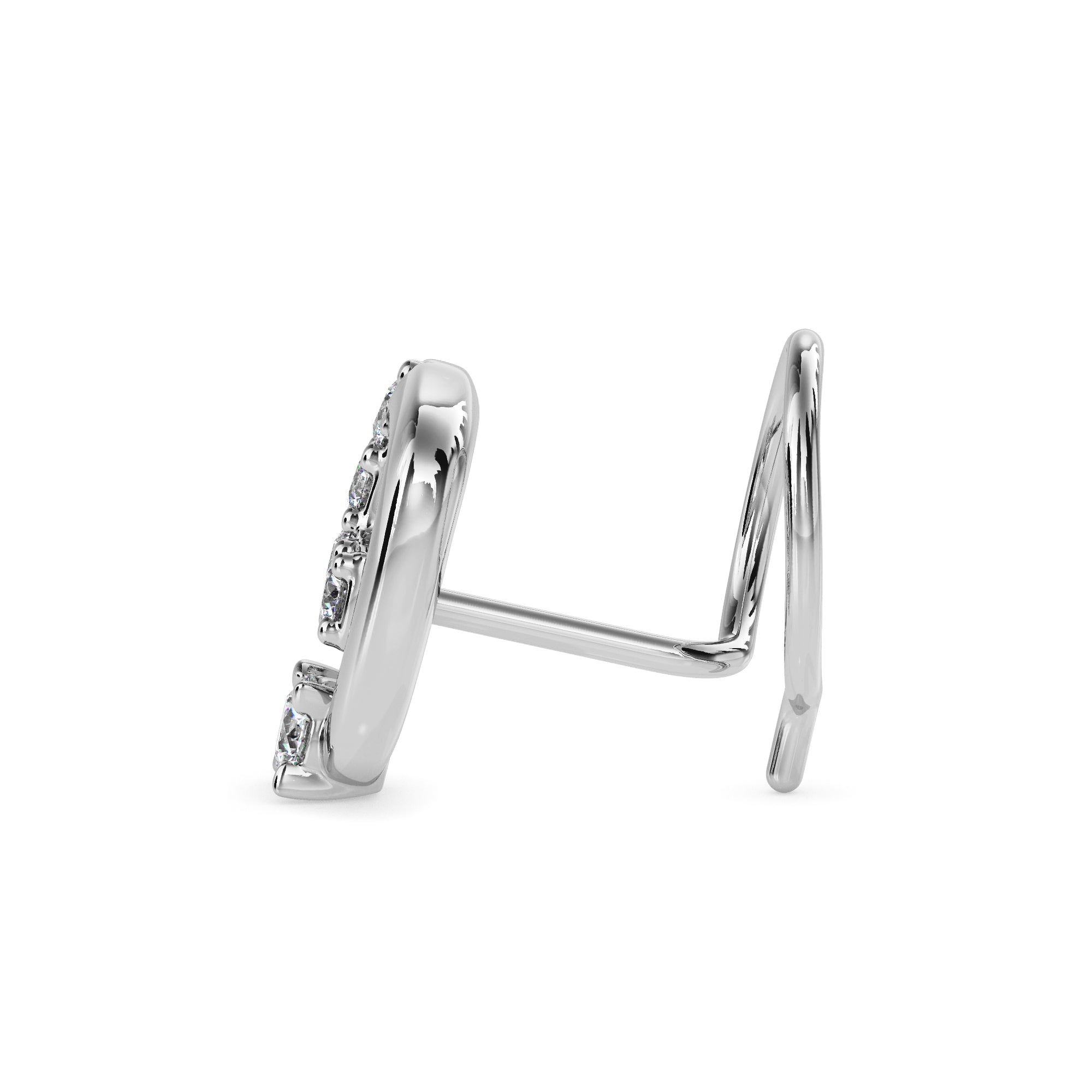0.05Ct Round Triangle Shape Prong Lab-Grown Diamond Gold Wire Back Stud Nosepins