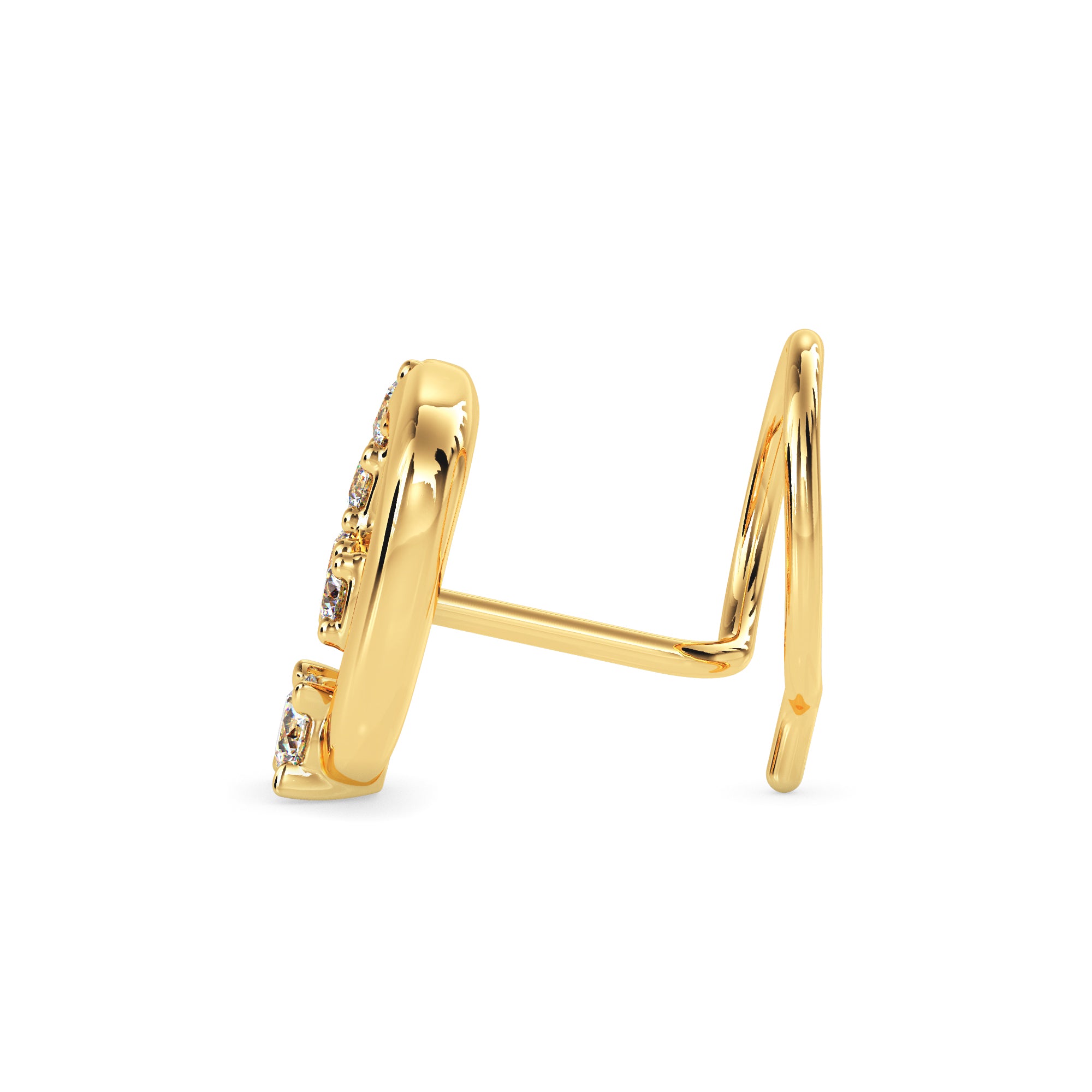 0.05Ct Round Triangle Shape Prong Lab-Grown Diamond Gold Wire Back Stud Nosepins