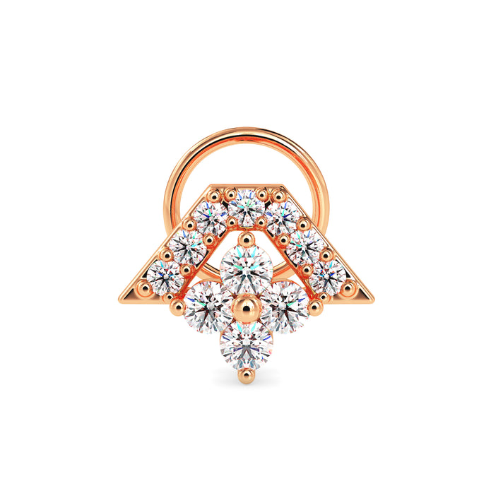 0.12Ct Triangle Halo Floral Cluster Lab-Grown Diamond Gold Wire Back Stud Nosepins