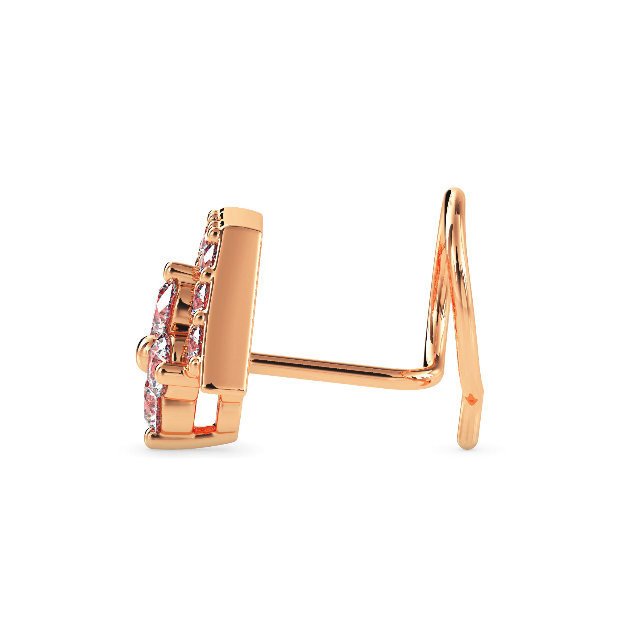 0.12Ct Triangle Halo Floral Cluster Lab-Grown Diamond Gold Wire Back Stud Nosepins