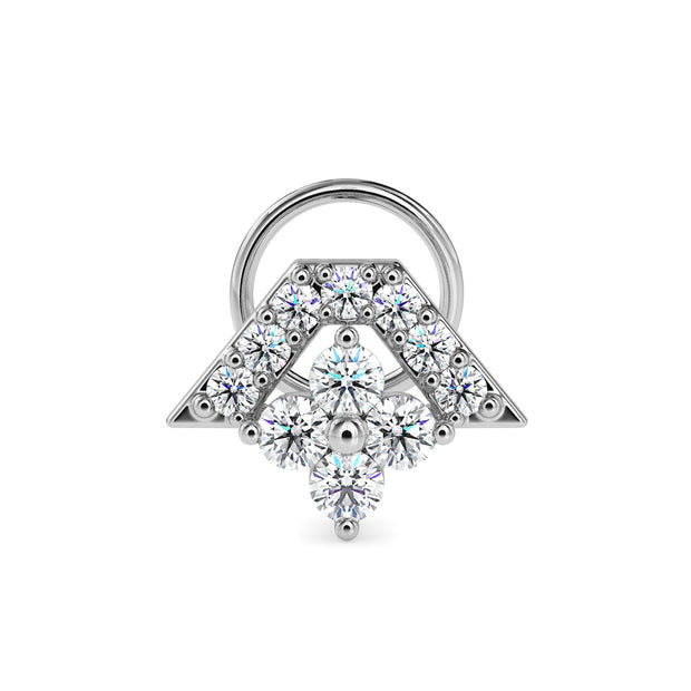 0.12Ct Triangle Halo Floral Cluster Lab-Grown Diamond Gold Wire Back Stud Nosepins