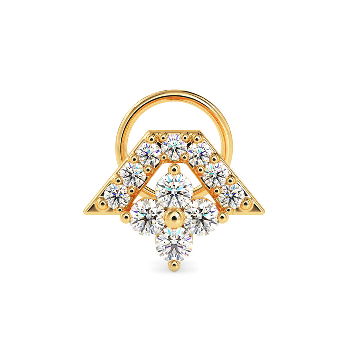 0.12Ct Triangle Halo Floral Cluster Lab-Grown Diamond Gold Wire Back Stud Nosepins