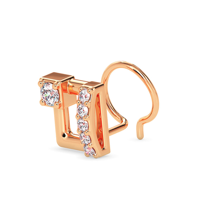 0.06Ct Square Shape Round Lab-Grown Diamond Gold Wire Back Stud Nosepins
