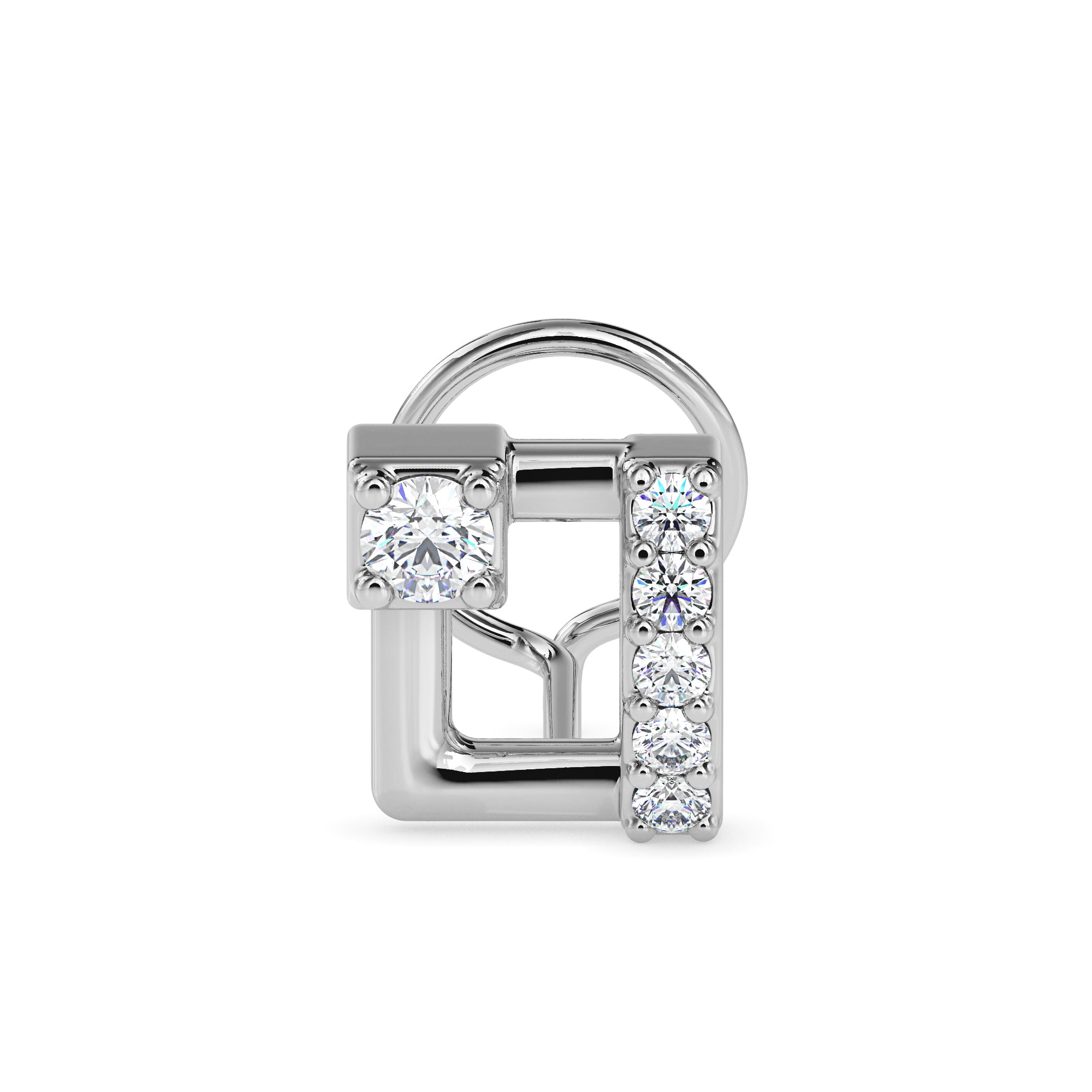 0.06Ct Square Shape Round Lab-Grown Diamond Gold Wire Back Stud Nosepins