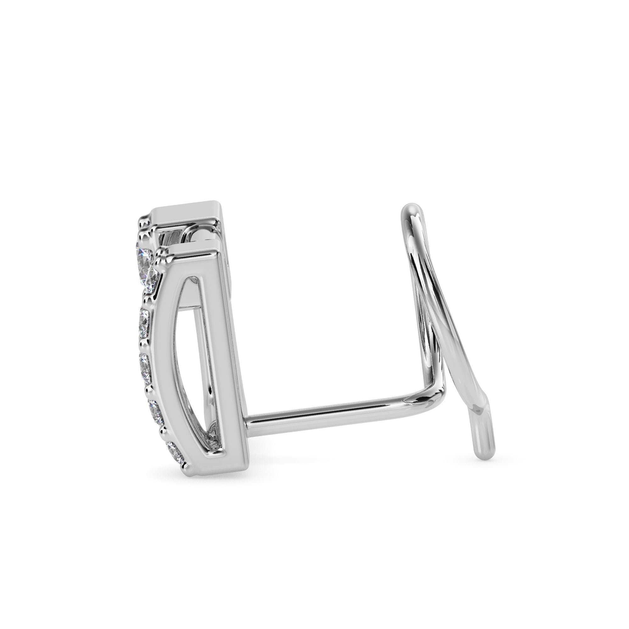 0.06Ct Square Shape Round Lab-Grown Diamond Gold Wire Back Stud Nosepins