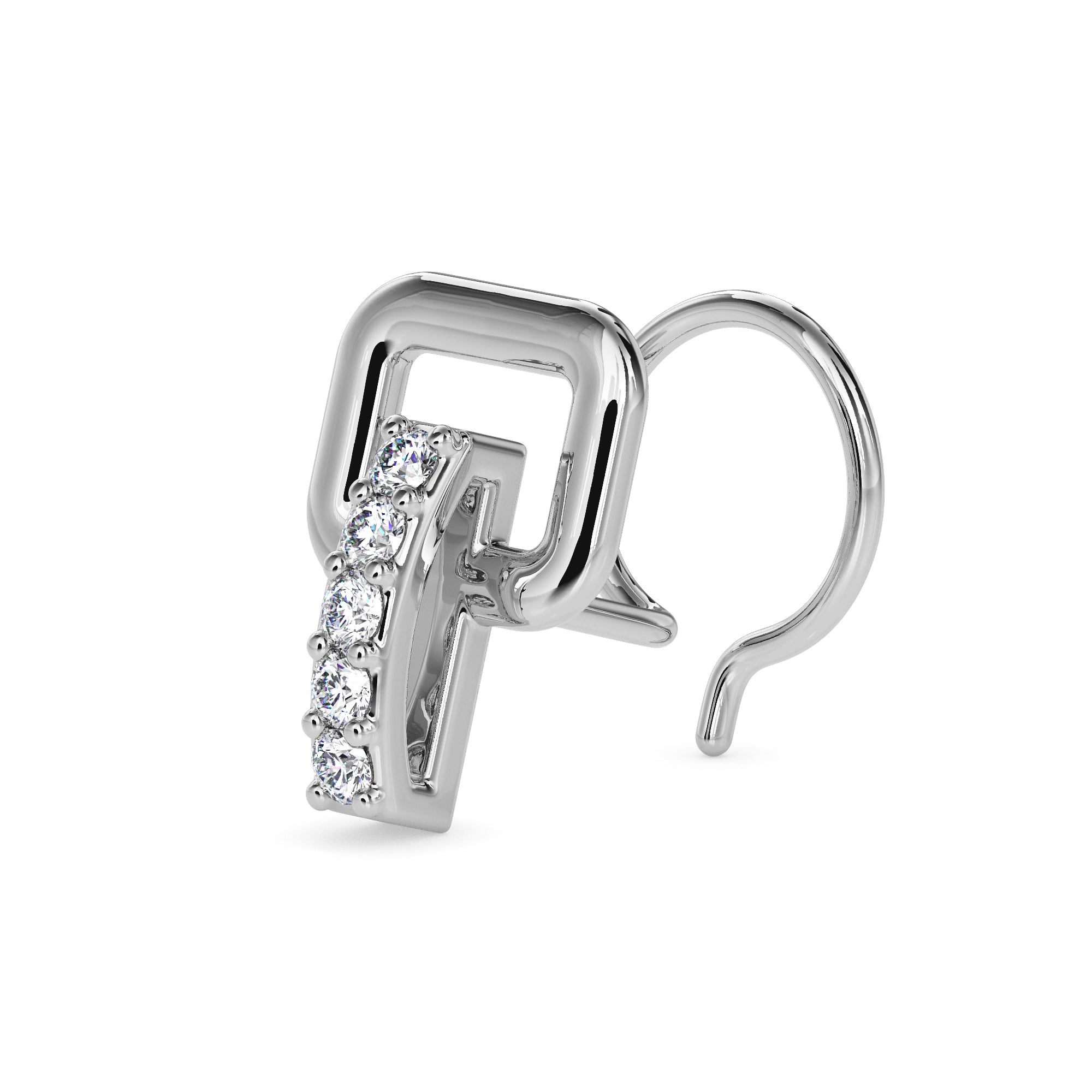 0.03Ct Vertical Bar Prong Set Lab-Grown Diamond Gold Wire Back Stud Nosepins