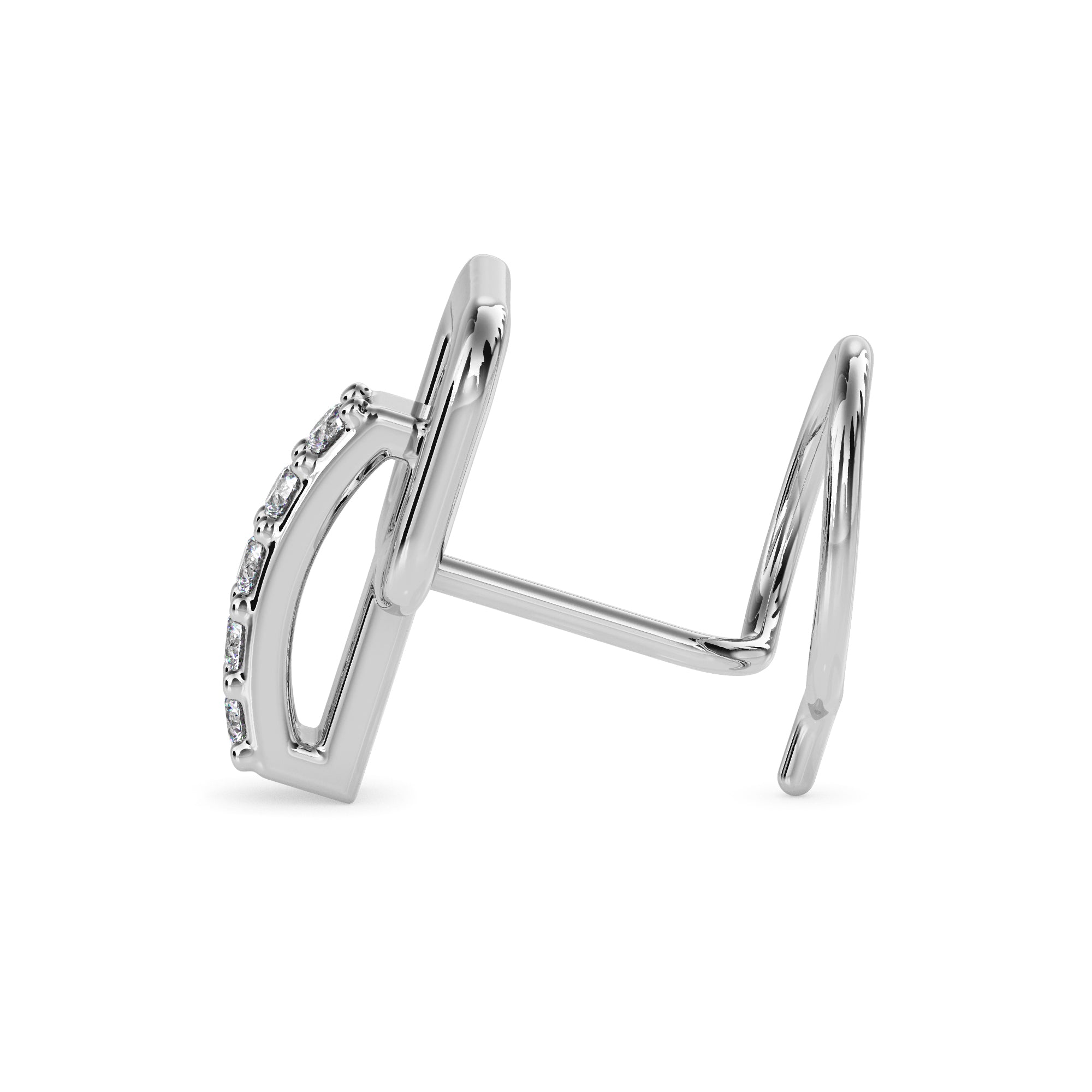 0.03Ct Vertical Bar Prong Set Lab-Grown Diamond Gold Wire Back Stud Nosepins