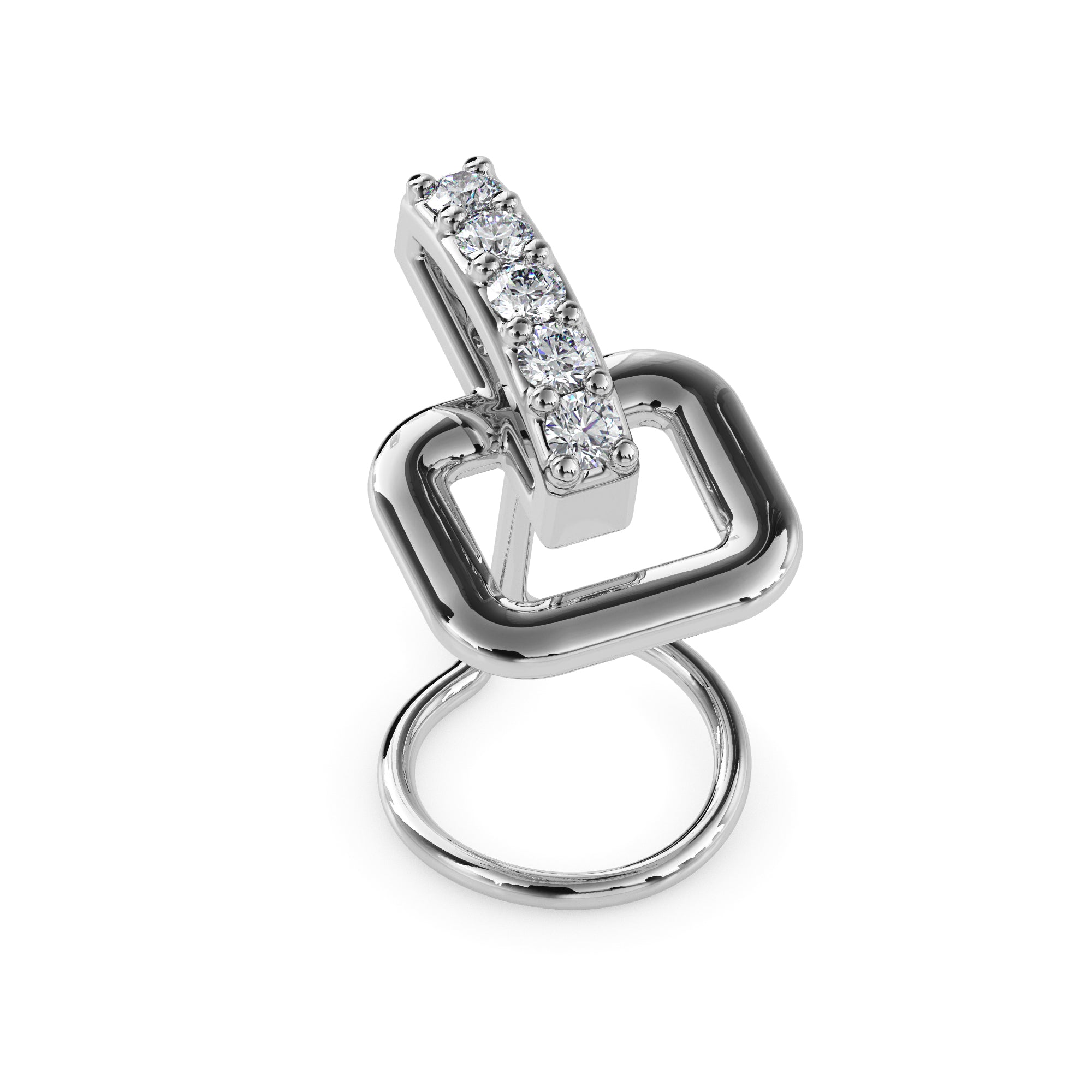 0.03Ct Vertical Bar Prong Set Lab-Grown Diamond Gold Wire Back Stud Nosepins