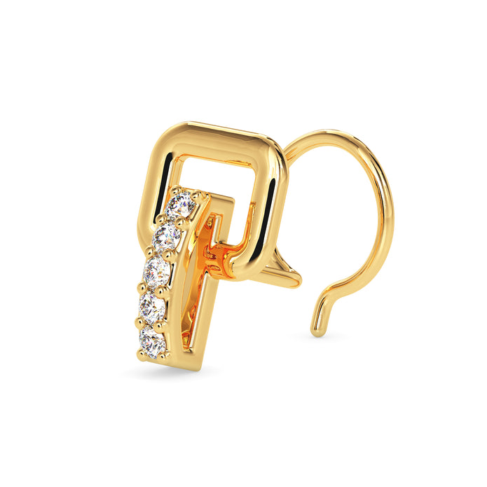 0.03Ct Vertical Bar Prong Set Lab-Grown Diamond Gold Wire Back Stud Nosepins